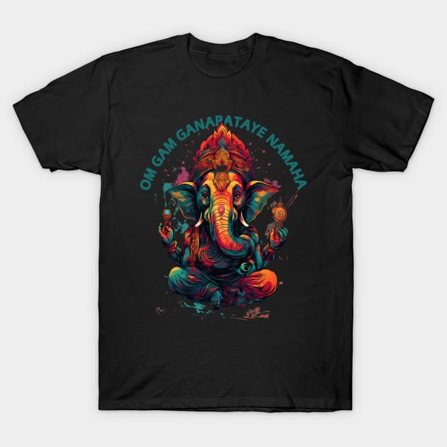 Invoke the Power of Ganesha with Om Gam Ganapataye Namaha T-Shirt by Quick Beach